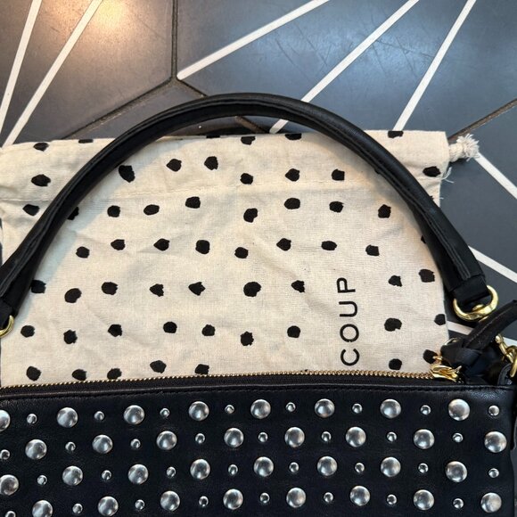 Like New Clare V Studded Petite Moyen Messenger Bag in Black - Picture 3 of 9